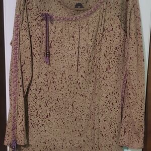 Double D Ranch Tan and Purple Speckled Blouse Double D Ranch Top.